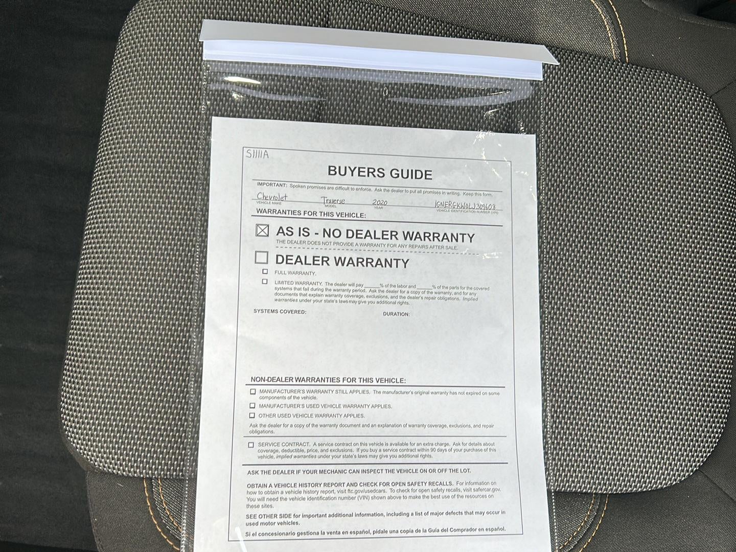 2020 Chevrolet Traverse LT Cloth