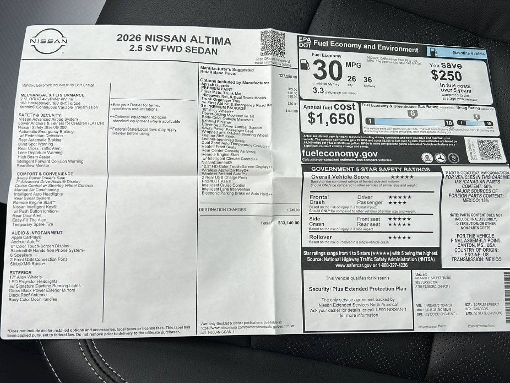 2026 Nissan Altima 2.5 SV