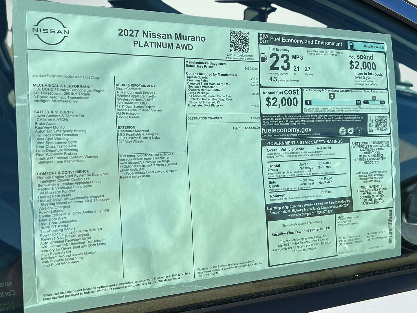 2027 Nissan Murano Platinum