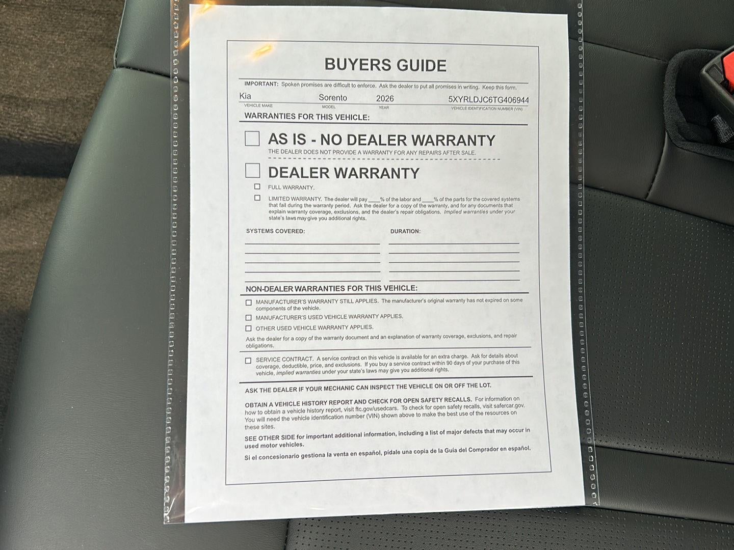 2026 Kia Sorento S