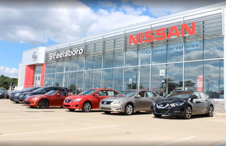 Streetsboro Nissan showroom with vehicles