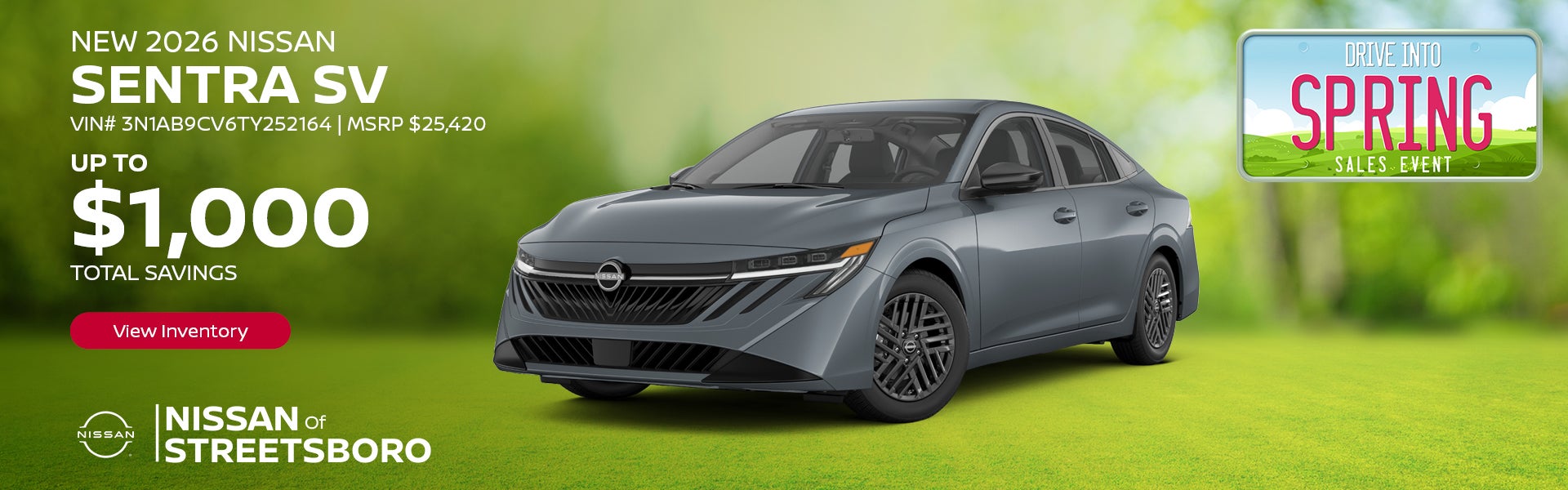 Lease a new 2026 Nissan Sentra SV