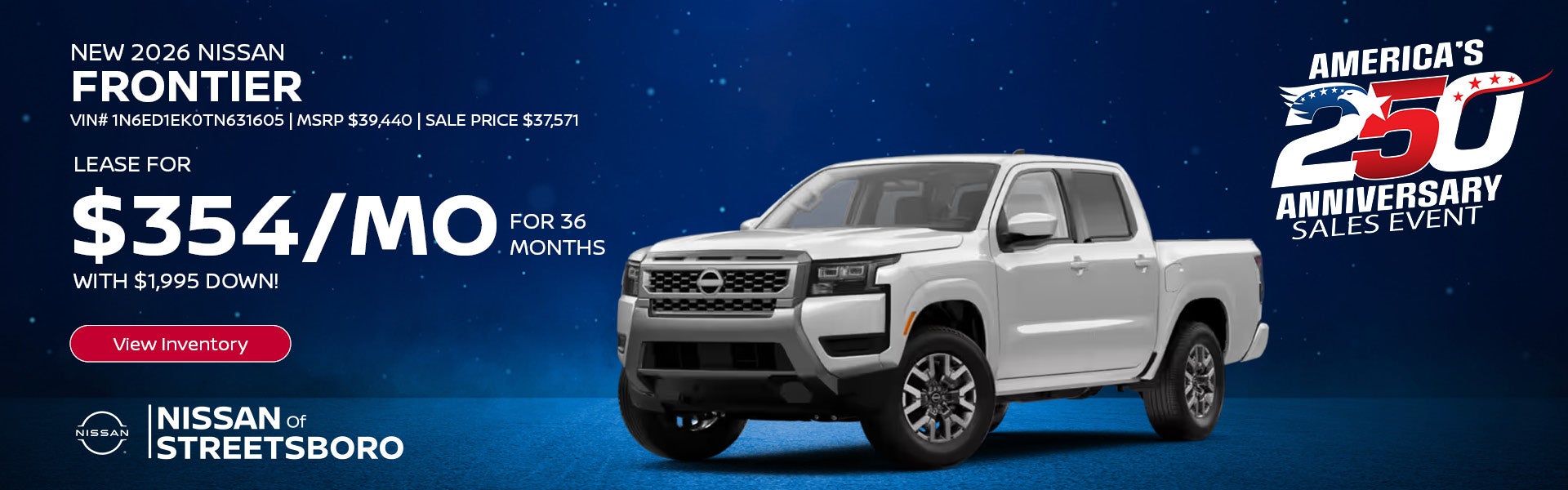 Lease a New 2026 Nissan Frontier in Streetsboro, OH