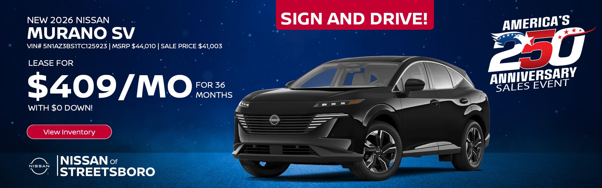 Lease a New 2026 Nissan Murano SV in Streetsboro, OH