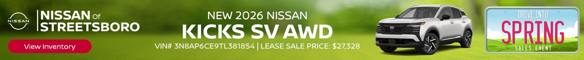 Lease a new 2026 Nissan Kicks SV AWD