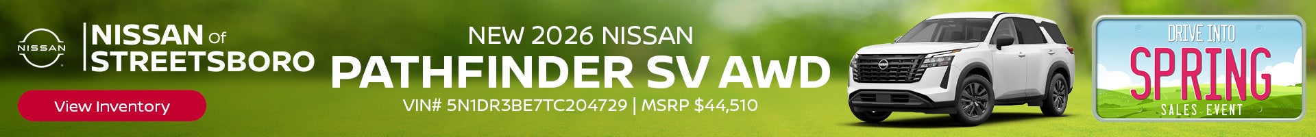 Save on a new 2026 Nissan Pathfinder SV AWD
