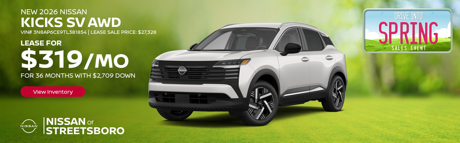 Lease a new 2026 Nissan Kicks SV AWD