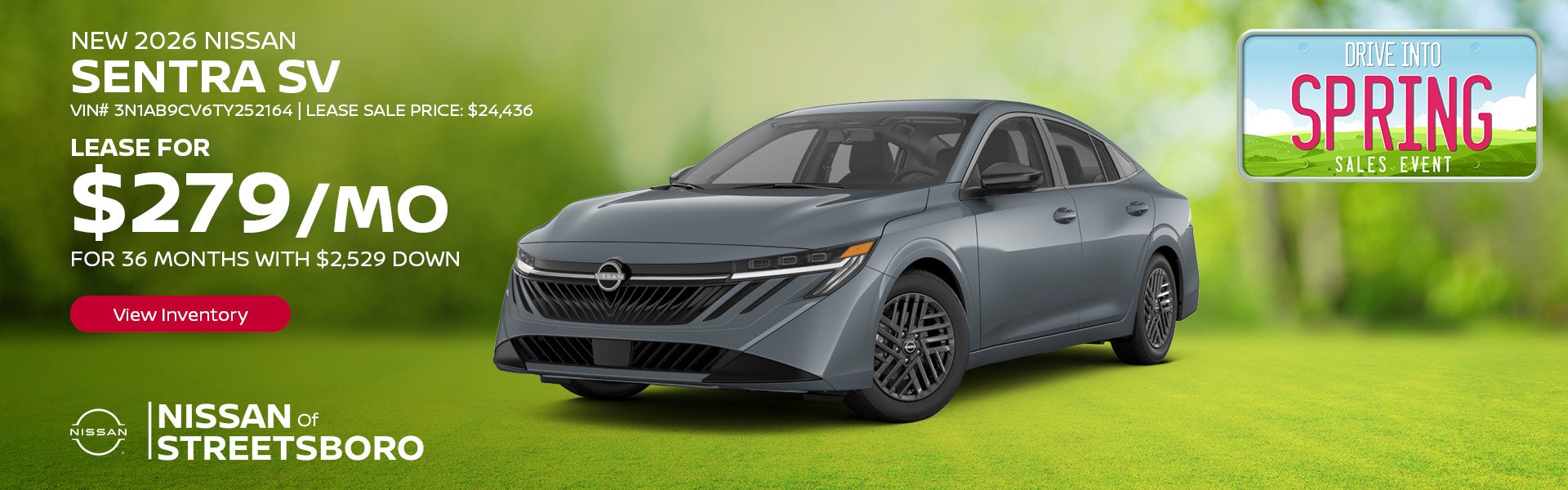 Lease a new 2026 Nissan Sentra SV