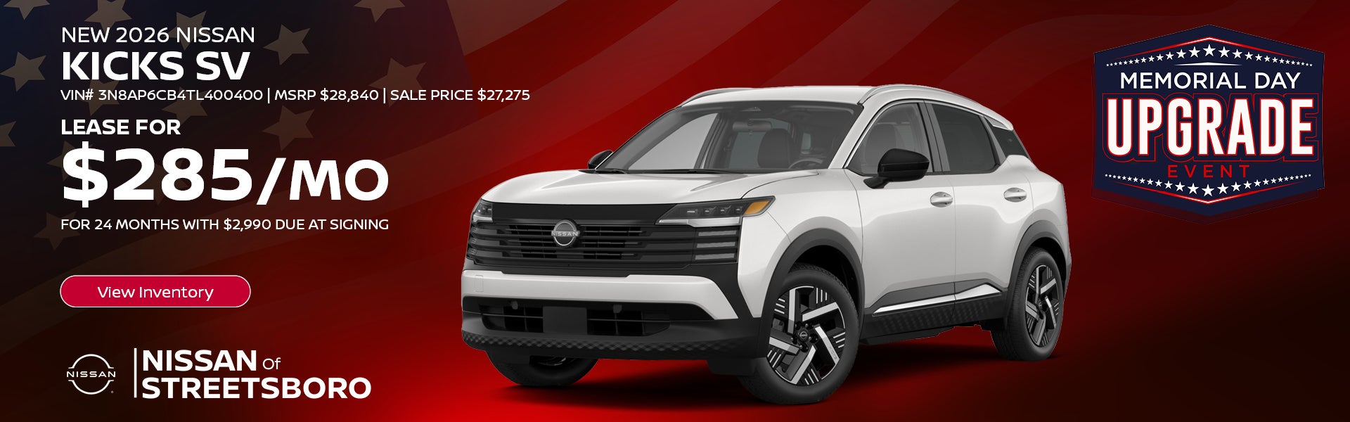 Lease a new 2026 Nissan Kicks 