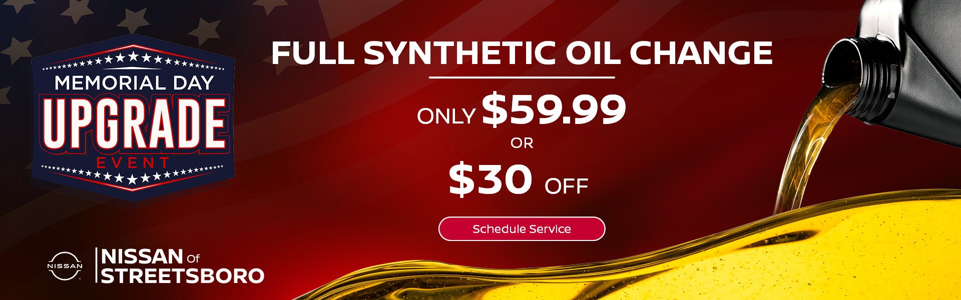 Save $30 on an oil change from Nissan of Streetsboro!