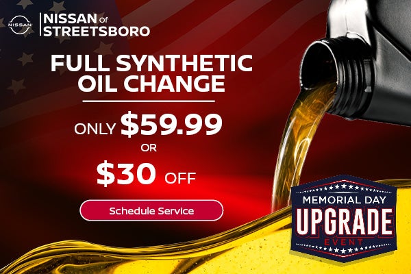 Save $30 on an oil change from Nissan of Streetsboro!